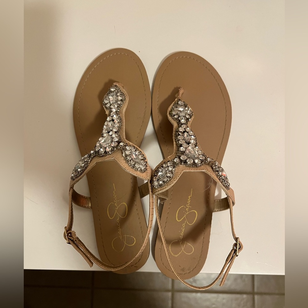 Jessica Simpson “JO Bailey” flats. Tan flat with gems through. Very comfortable